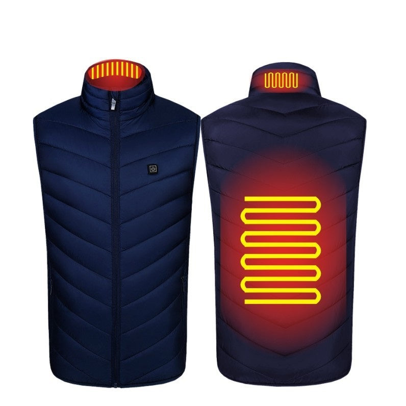Men's Heated Stand Collar Washable USB Charging Cotton Down Electric Vest