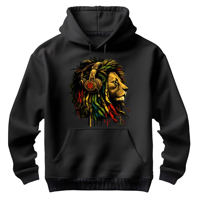 Men's African Flag Colored Reggae Lion Print Hoodie Sweatshirt