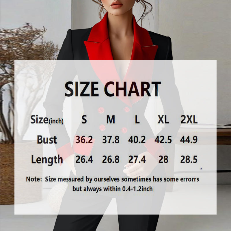 Vintage Colorblock Button-Up Notched Lapel Double Breasted Women's Tuxedo Blazer Jacket