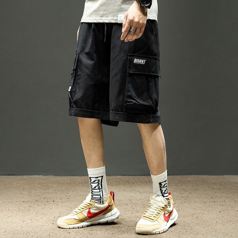 Men's Loose Multi-Pocket Solid Color Cargo Shorts