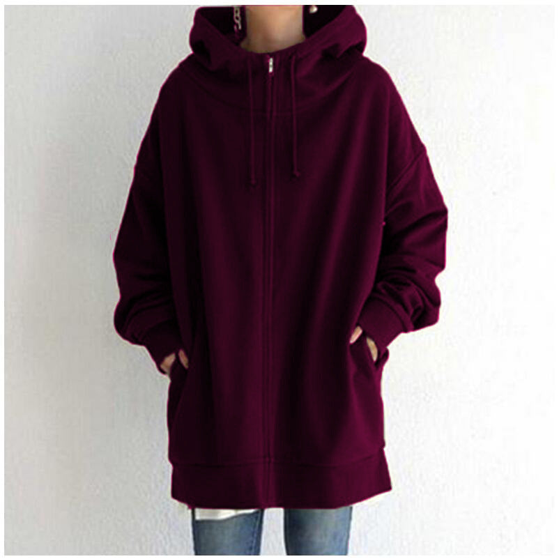 Oversized Drawstring Women's Fuzzy Long Sleeve Sports Pullover Zipper Hoodie Sweatshirt to 5X Plus Size