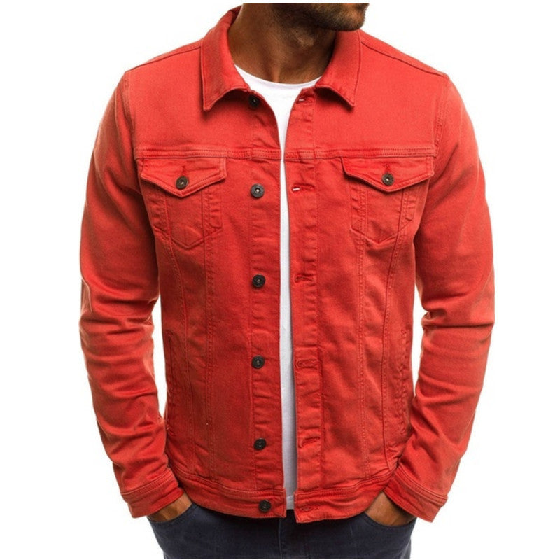 Casual Men's Denim Double Pocket Design Solid Color Button-Up Jean Jacket to 4X Big & Tall