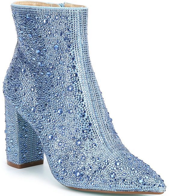 Rhinestone Sparkling Glitter Pointed Toe Women's Platform Zipper Ankle Boots