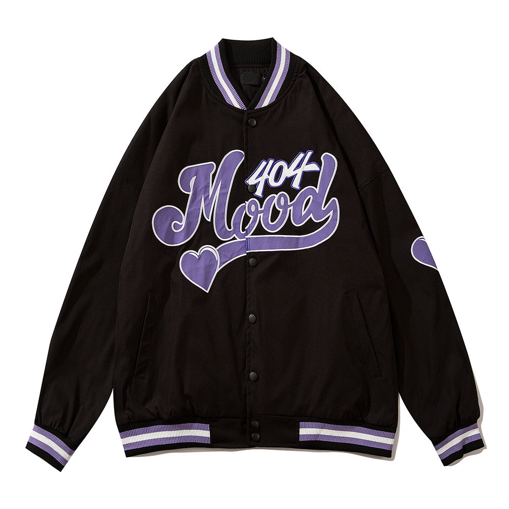 Men's "404 Mood" High Street Vintage Embroidered Hip-Hop Bomber Jacket