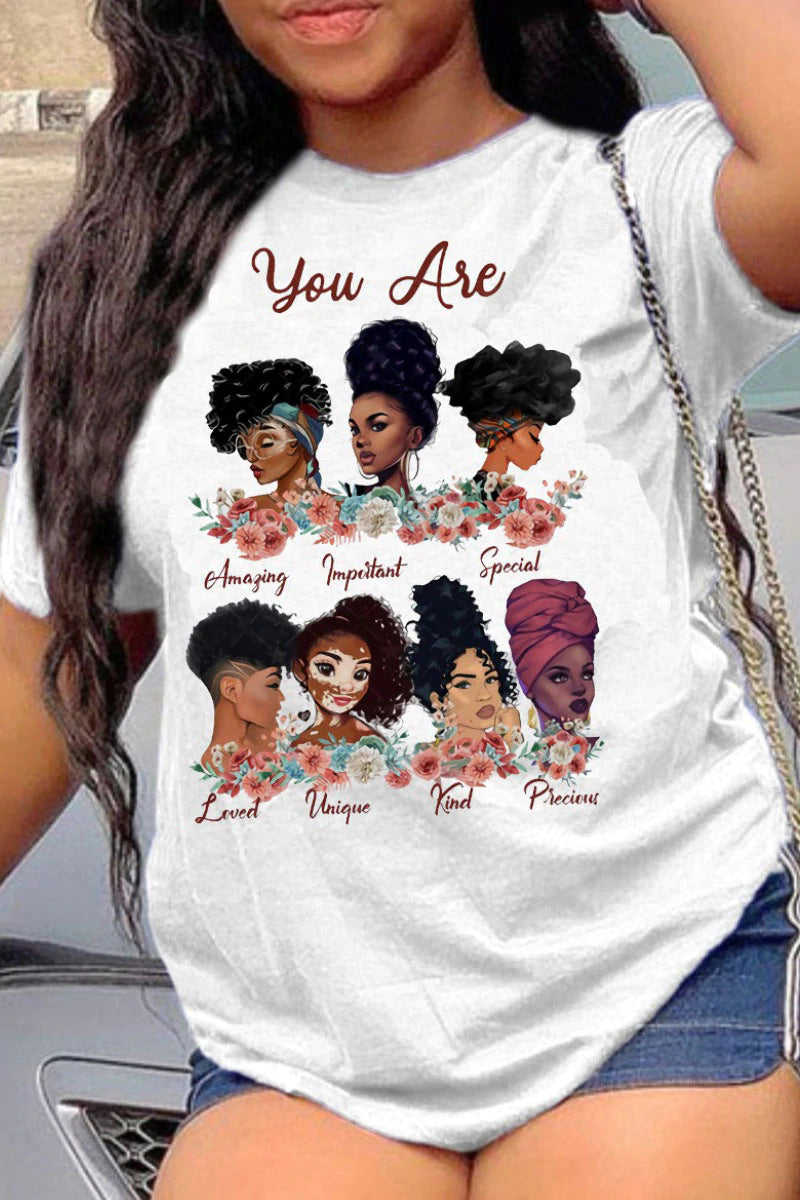 "You Are" Black Woman Hip-Hop Digital 3D Print Women's T-Shirt to 5X Plus Size