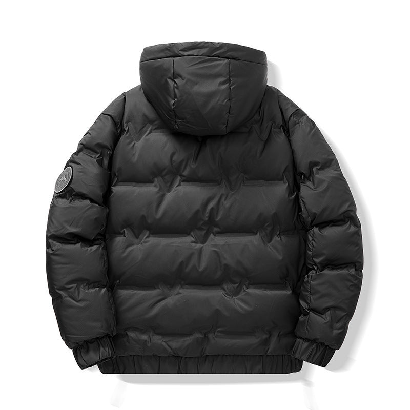 Men's Padded Ribbed Zipper Down Hip-Hop Hoodie Jacket