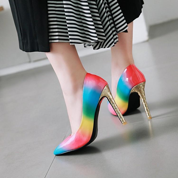 Rainbow Tie-Dye Women's Pointed Toe Stiletto Heel Pumps