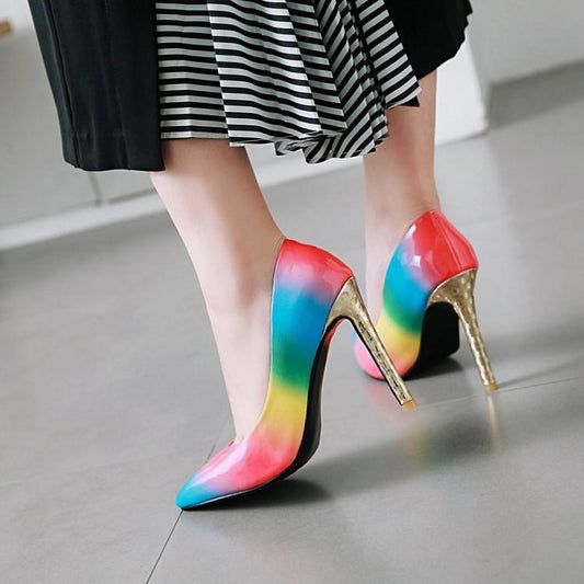 Rainbow Tie-Dye Women's Pointed Toe Stiletto Heel Pumps