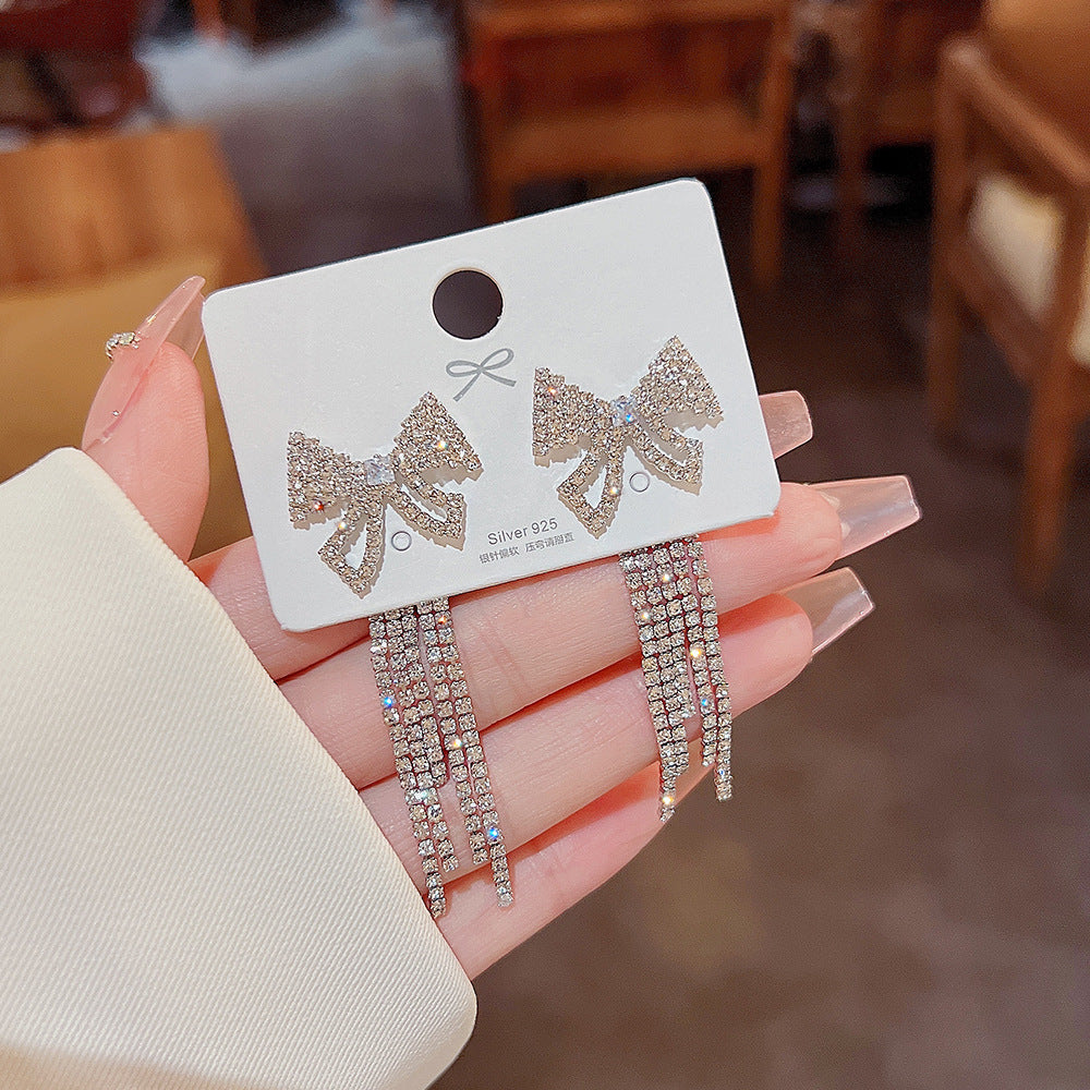 Assorted Hanging Sterling Silver/Gold Needle Light Rhinestone Pearl/Tassel Earrings