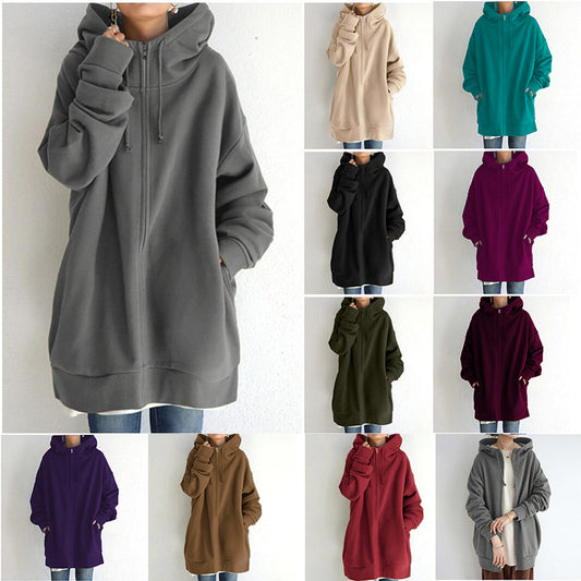 Oversized Drawstring Women's Fuzzy Long Sleeve Sports Pullover Zipper Hoodie Sweatshirt to 5X Plus Size