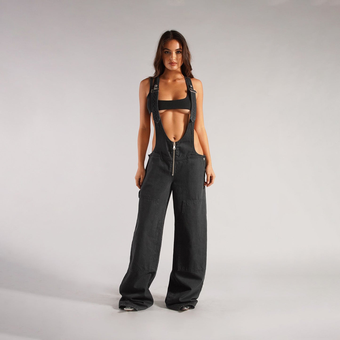 Faded Denim Pocketed Loose Suspender Streetwear Women's Overall Jeans Jumpsuit