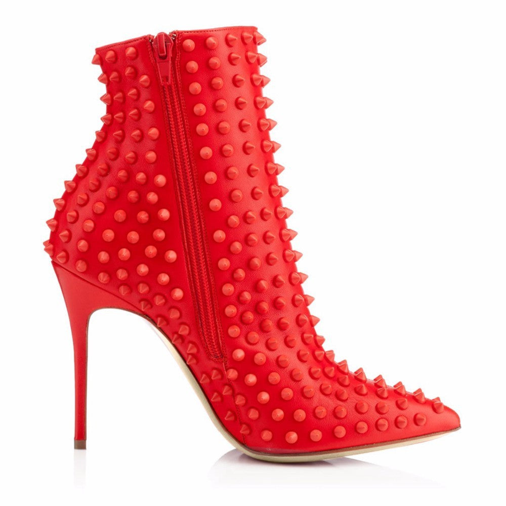 Stud Rivet Design Women's Pointed Toe Stiletto Ankle Boots