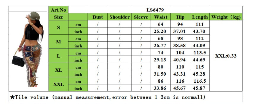 Tassel Fringe Cartoon Print Casual Women's Pants