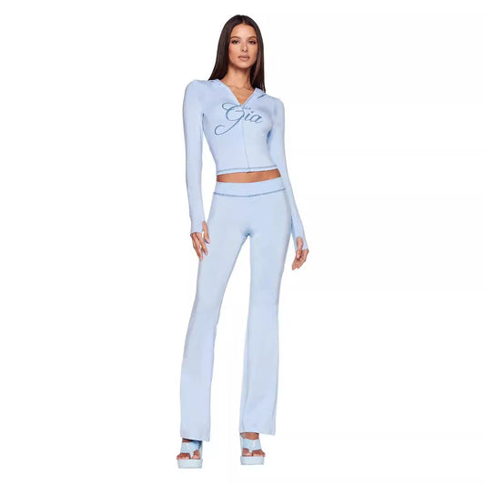 I AM GIA Women's Crop Zipper Hoodie Jacket + Sweatpants Tracksuit