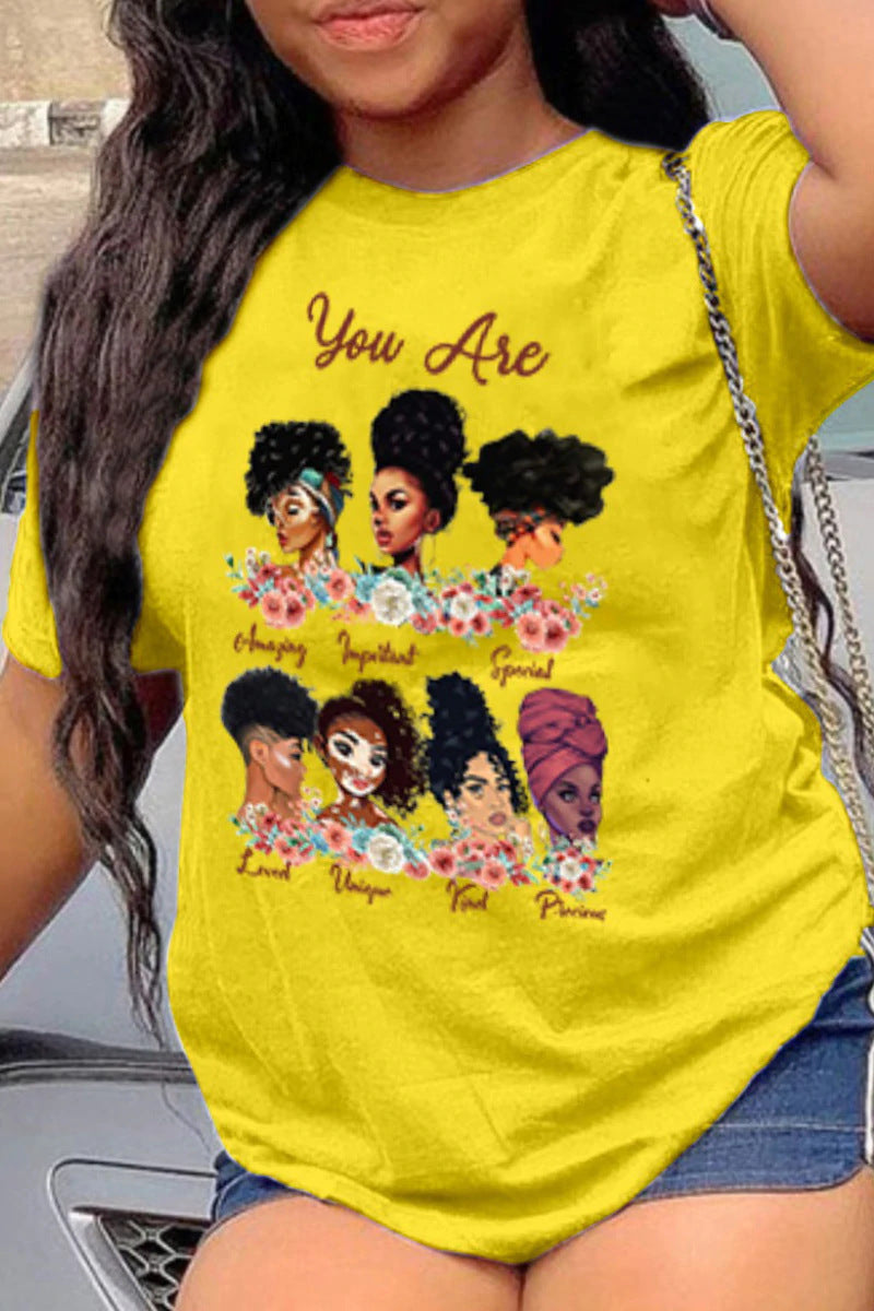 "You Are" Black Woman Hip-Hop Digital 3D Print Women's T-Shirt to 5X Plus Size
