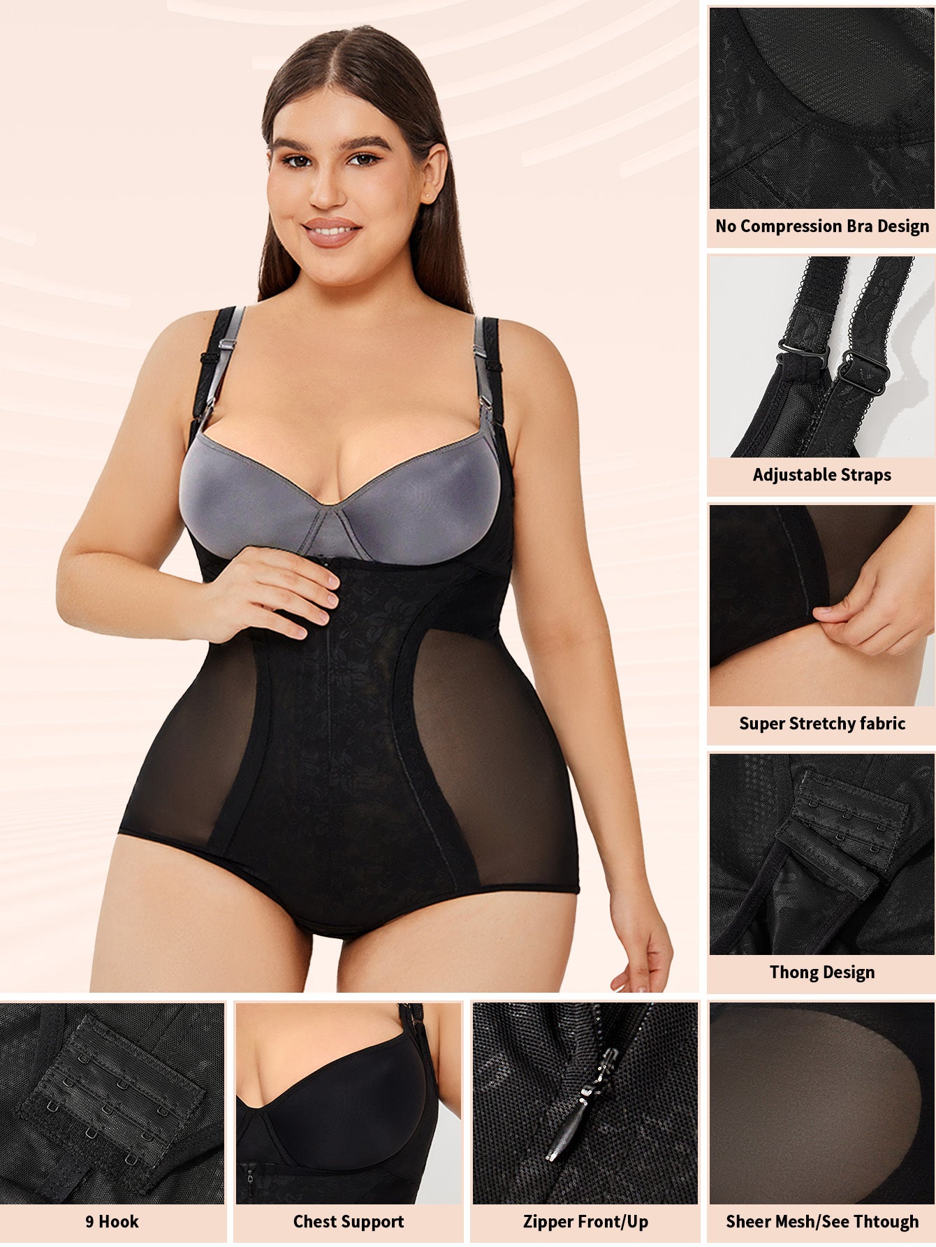 Tummy Control Body Shaper High Waist Full Spaghetti Strap Shapewear