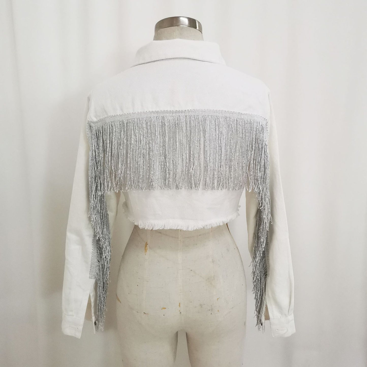 Denim Western Hanging Tassel Fringe Design Women's Cowgirl Jean Jackets