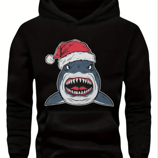 Hip-Hop Santa Shark Men's Christmas Hoodie Sweatshirt