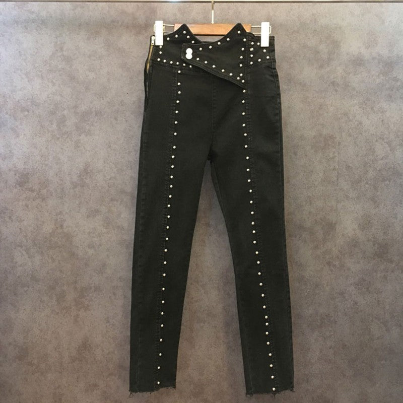 Hot Drill Rivet Design Women's Jeggings