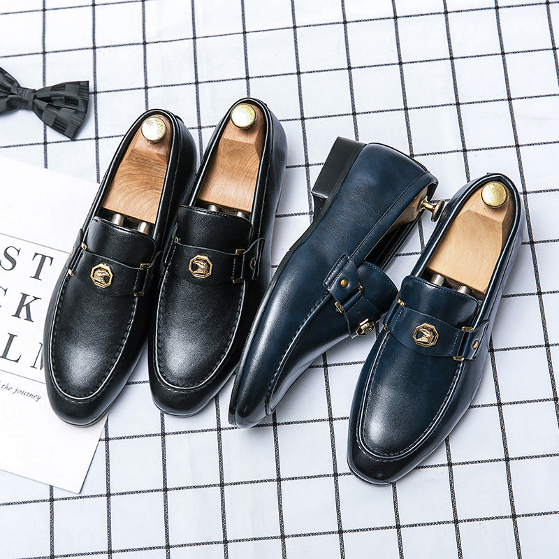Men's Business British Style Gold Eagle Loafers