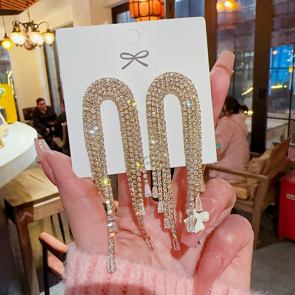 Assorted Hanging Sterling Silver/Gold Needle Light Rhinestone Pearl/Tassel Earrings