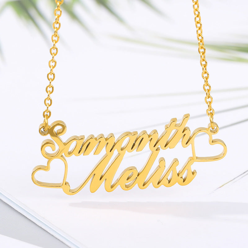 Customized Personalized Stainless Steel 2 Nameplate Chain Necklace