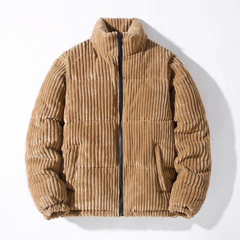Men's Oversized Corduroy Padded Hip-Hop Zipper Jacket
