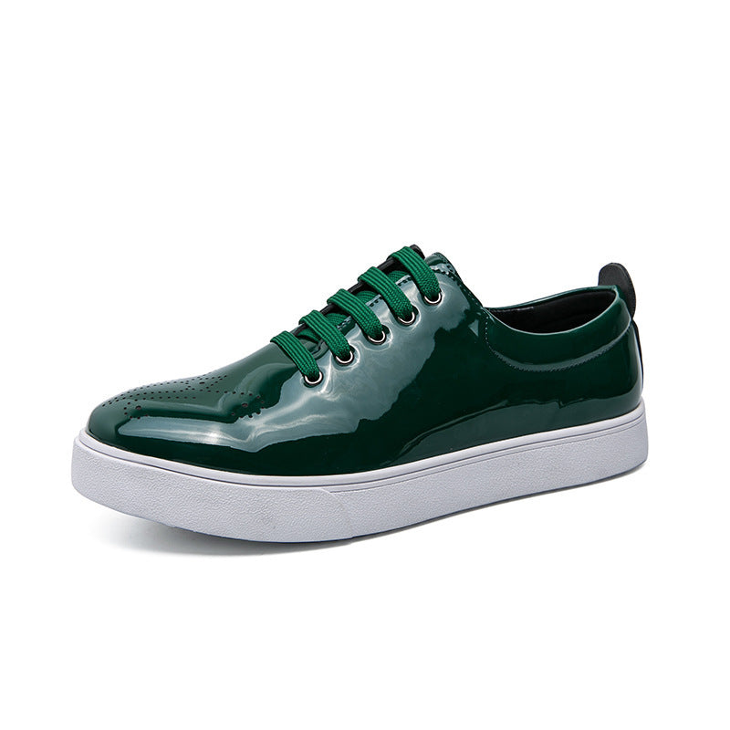 Men's Oxford Lace-Up Patent Leather Platform Sneakers