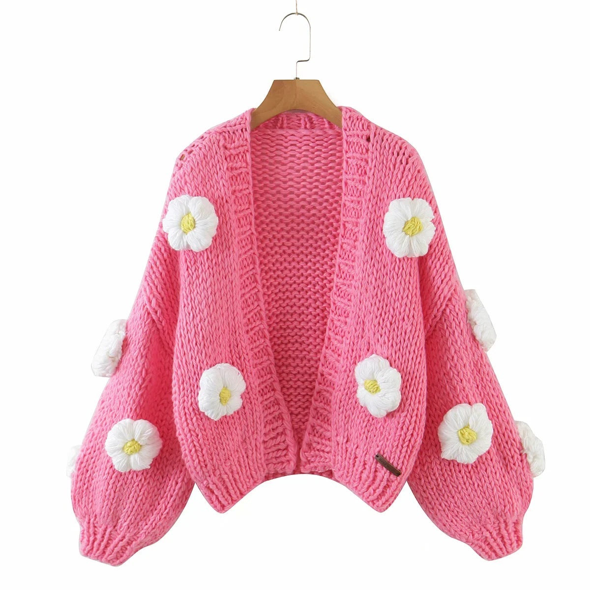 Handmade Crochet Flower/Cloud/Strawberry Women's Jacquard Embroidered Cardigan Sweater