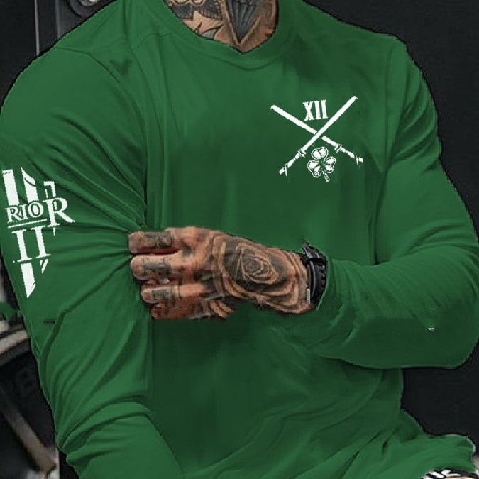 Men's Clover Letter Print Long Sleeve T-Shirt to 4X Big & Tall