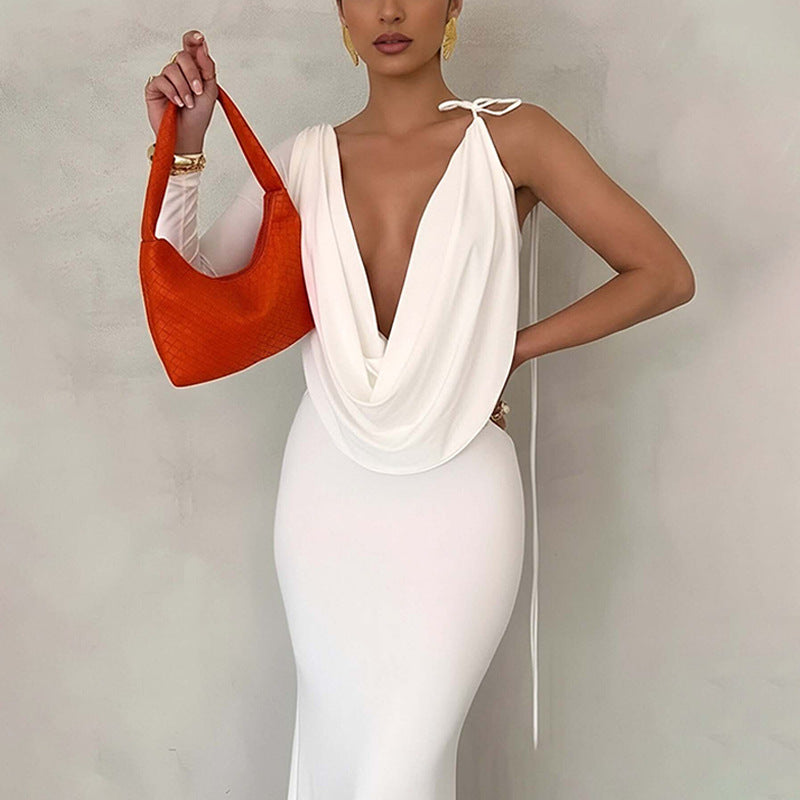Asymmetrical One Sleeve Solid Color Deep Plunge Neckline Formal Maxi Party Dress to 3X Plus Size