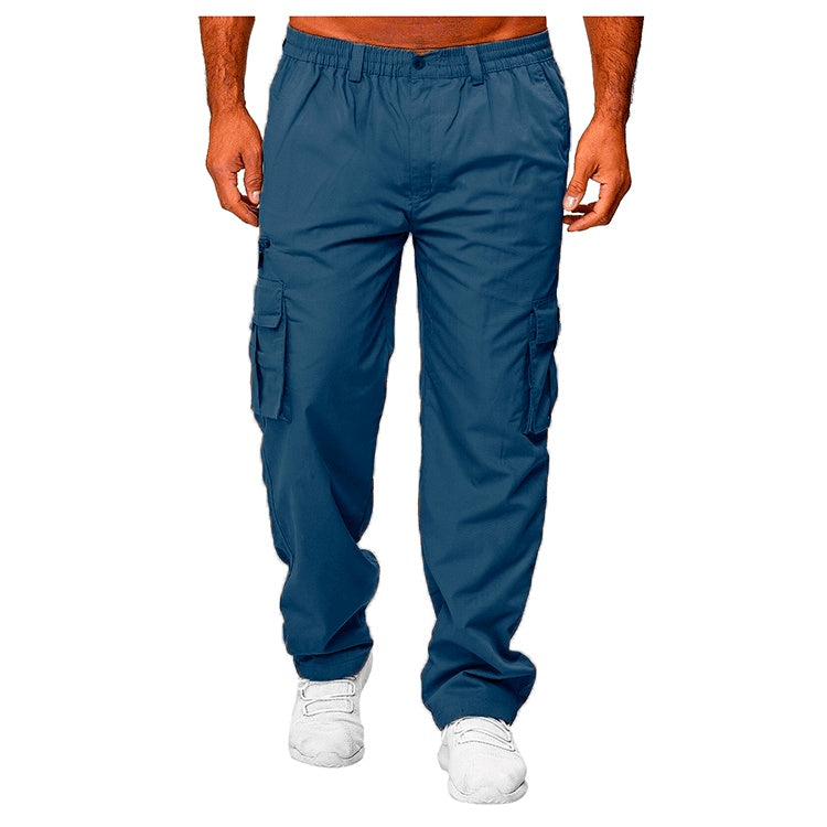Men's Solid Color Casual Multi-Pocket Loose Straight Cargo Pants to 4X Big & Tall
