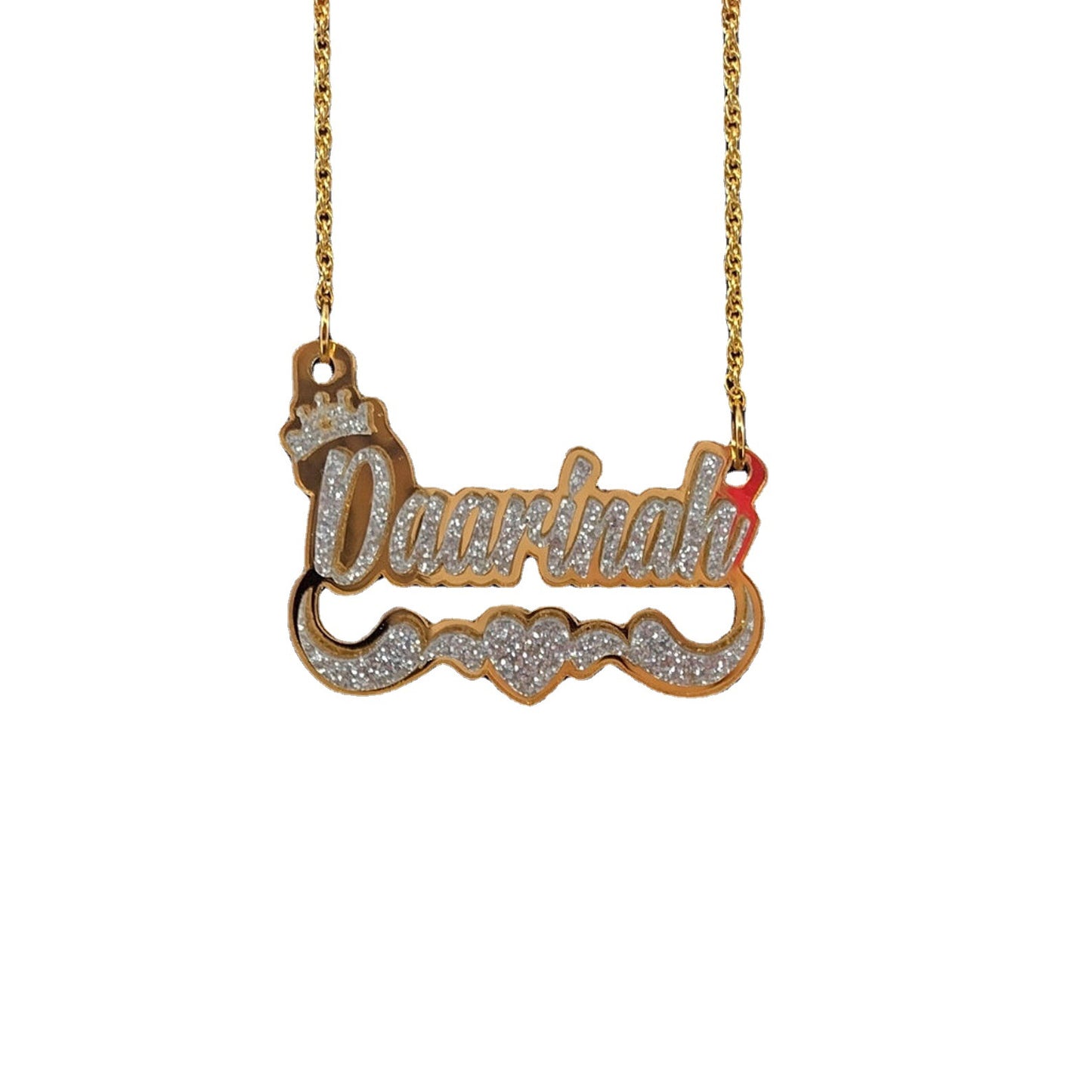 Customized Vintage Hip-Hop Nameplate Chain Necklace + Hoop Earring Set