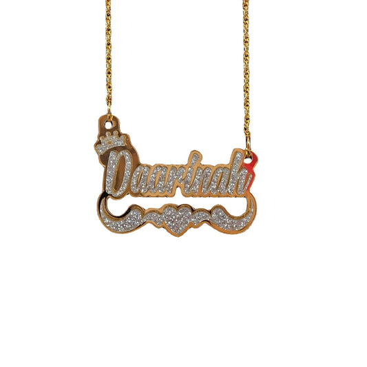 Customized Vintage Hip-Hop Nameplate Chain Necklace + Hoop Earring Set