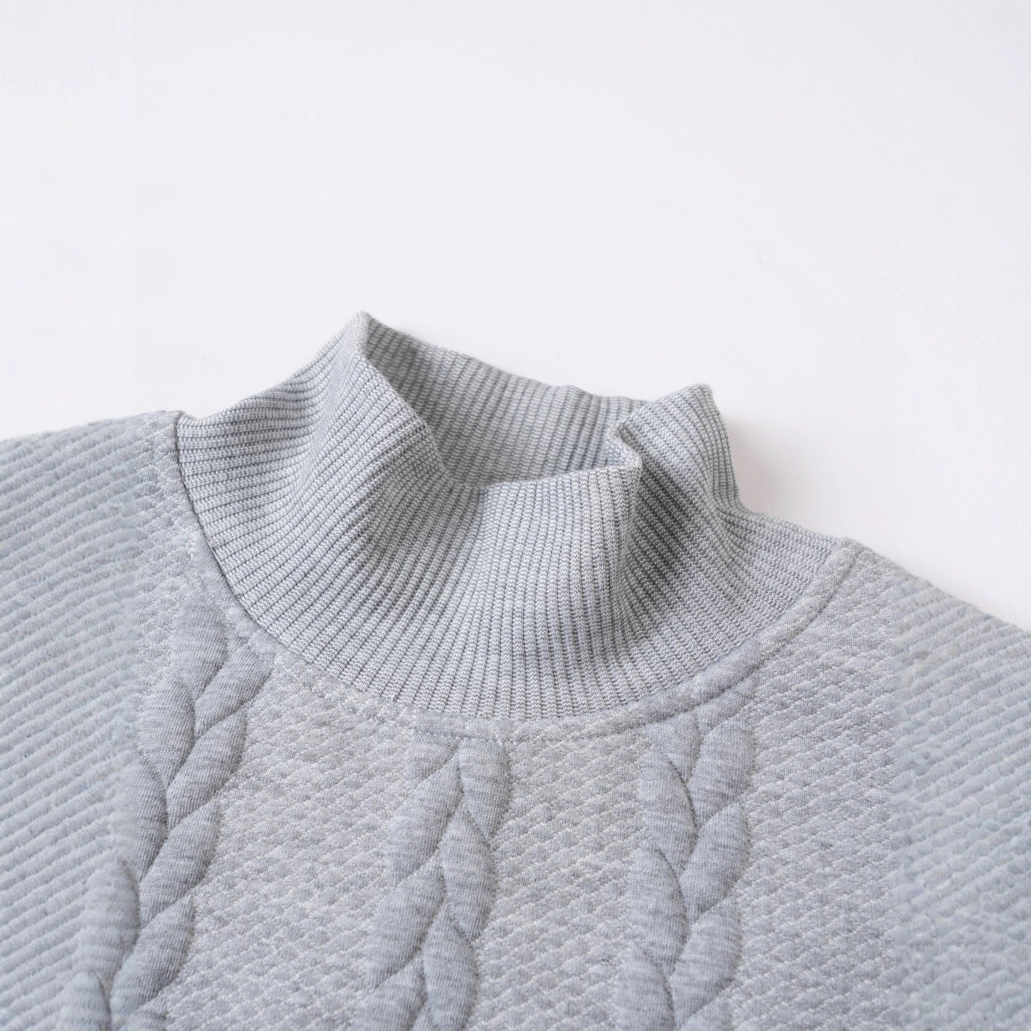 Men's Weave Pattern Knitted Solid Color Jacquard High Collar Sweater