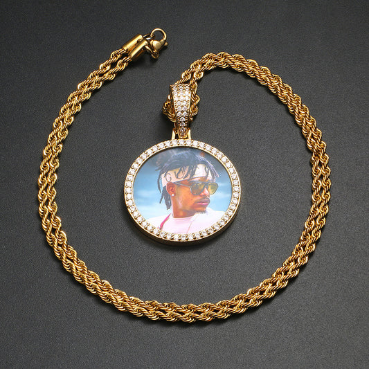 Personalized Customized Hip-Hop Pendant Photo Twist Gold/Silver Chain