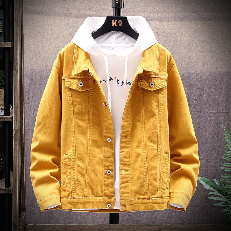 Men's Denim Ripped Gradient/Solid Loose Hip-Hop Button-Up Jean Jacket