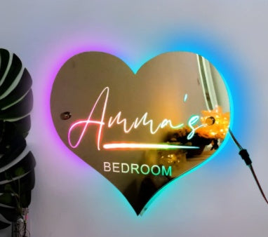 Personalized Customized Name LED Light Up Neon Sign Mirror