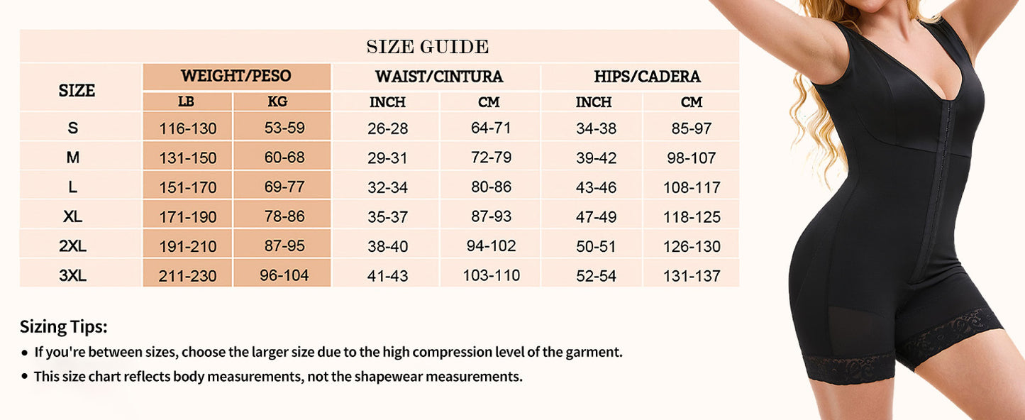Tummy Control Post Surgery Zipper Butt Lifting Full Body Shaper