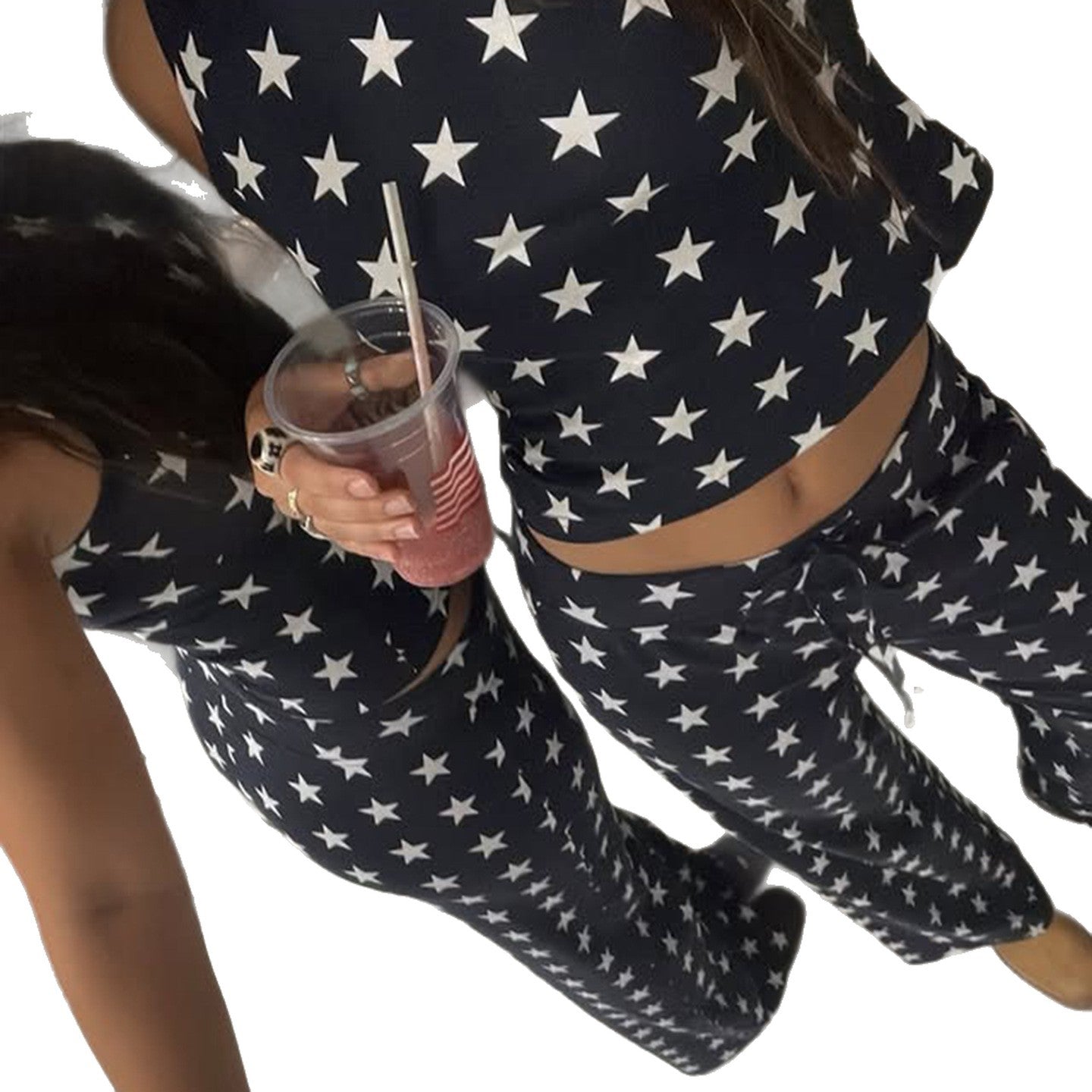 Western Star Print Sleeveless Knitted Vest + Leggings Women's Rodeo 2-Piece Set