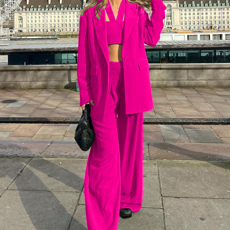 Long Sleeve Suit Coat Casual Trousers Set Three-piece Set