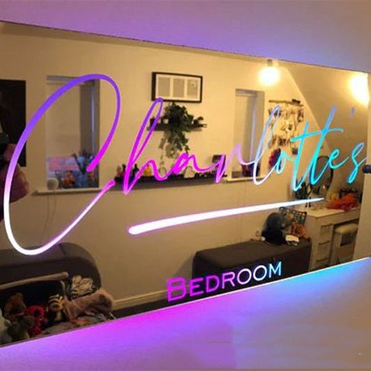 Personalized Customized Name LED Light Up Neon Sign Mirror