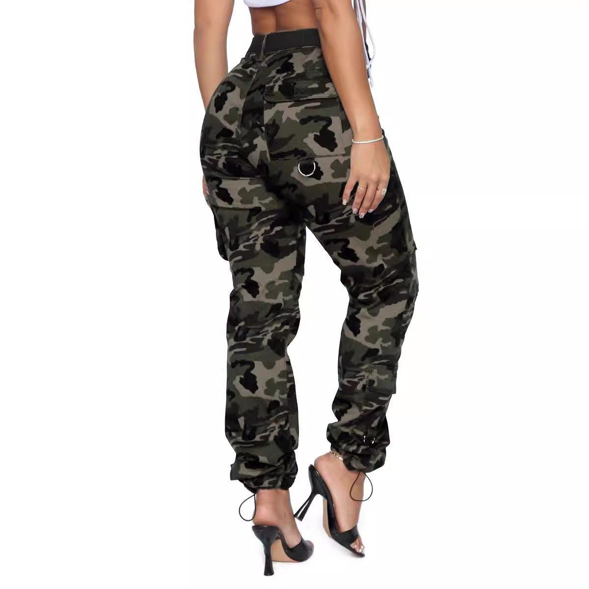 Denim Camoflauge Multi-Pocket Women's Cargo Jeans