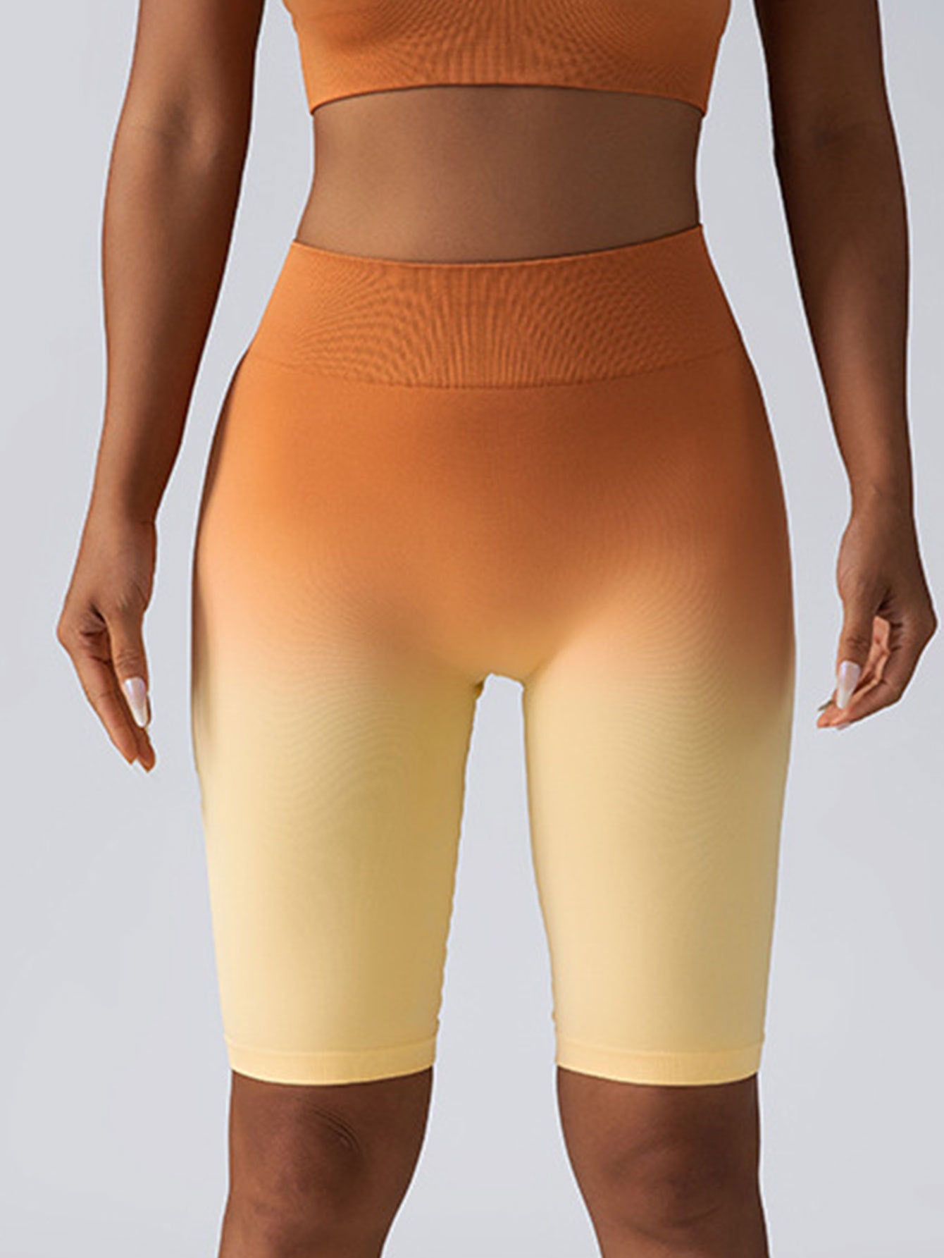 3-Pairs Pack: Colorblock Gradient Women's Workout Seamless High Waisted Scrunch Gym Yoga Biker Shorts