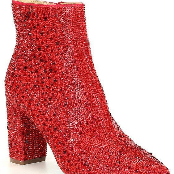Rhinestone Sparkling Glitter Pointed Toe Women's Platform Zipper Ankle Boots
