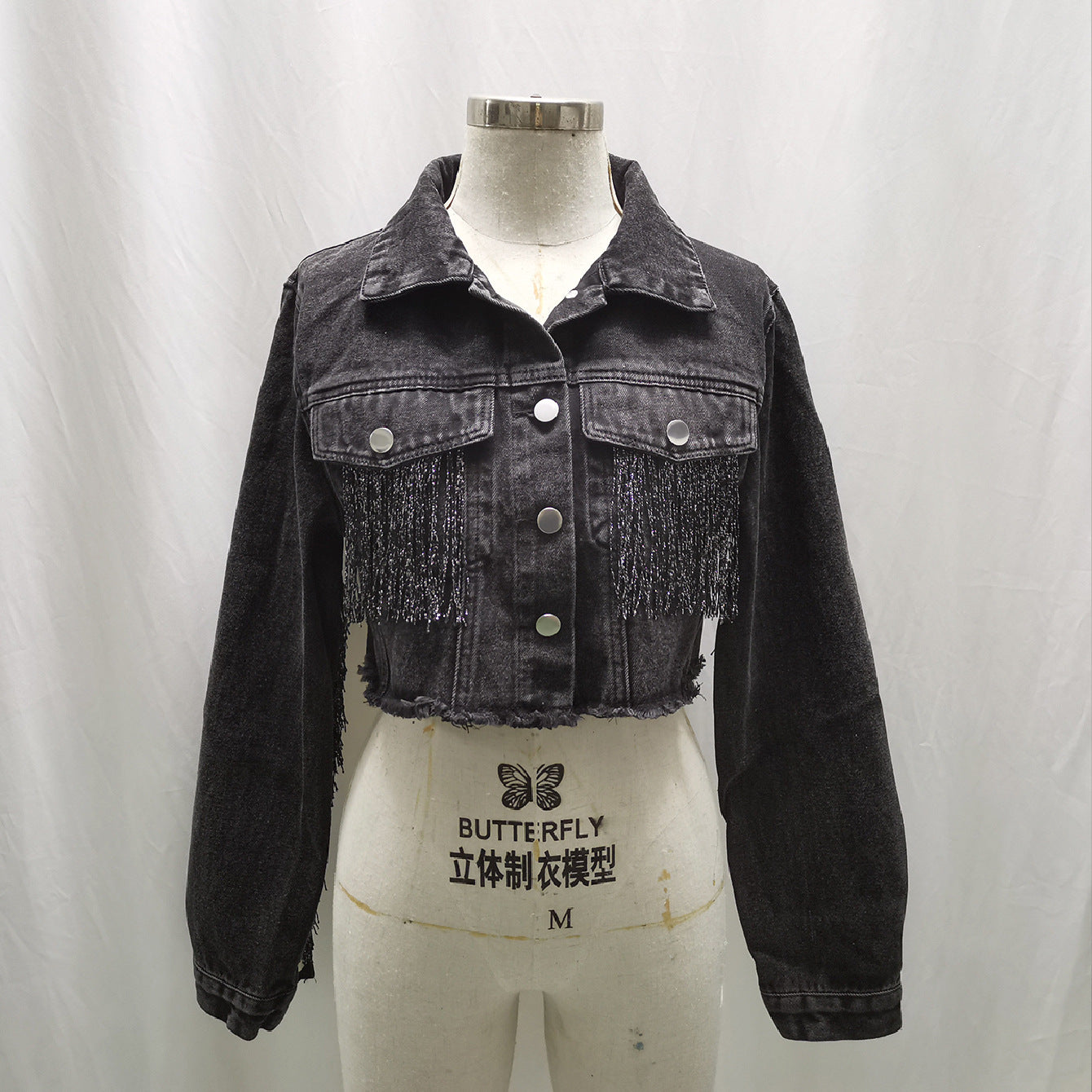 Denim Western Hanging Tassel Fringe Design Women's Cowgirl Jean Jackets