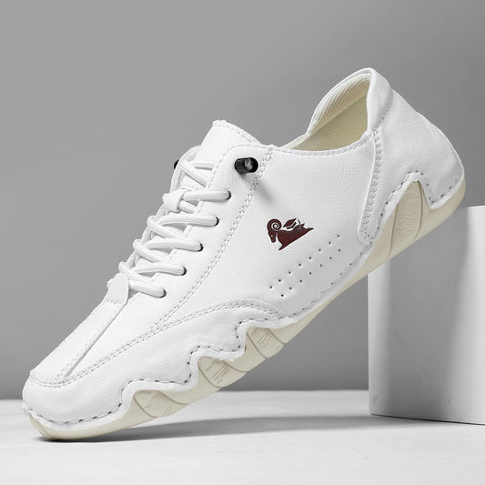 Men's Leather Solid Color Lace-Up Sneakers