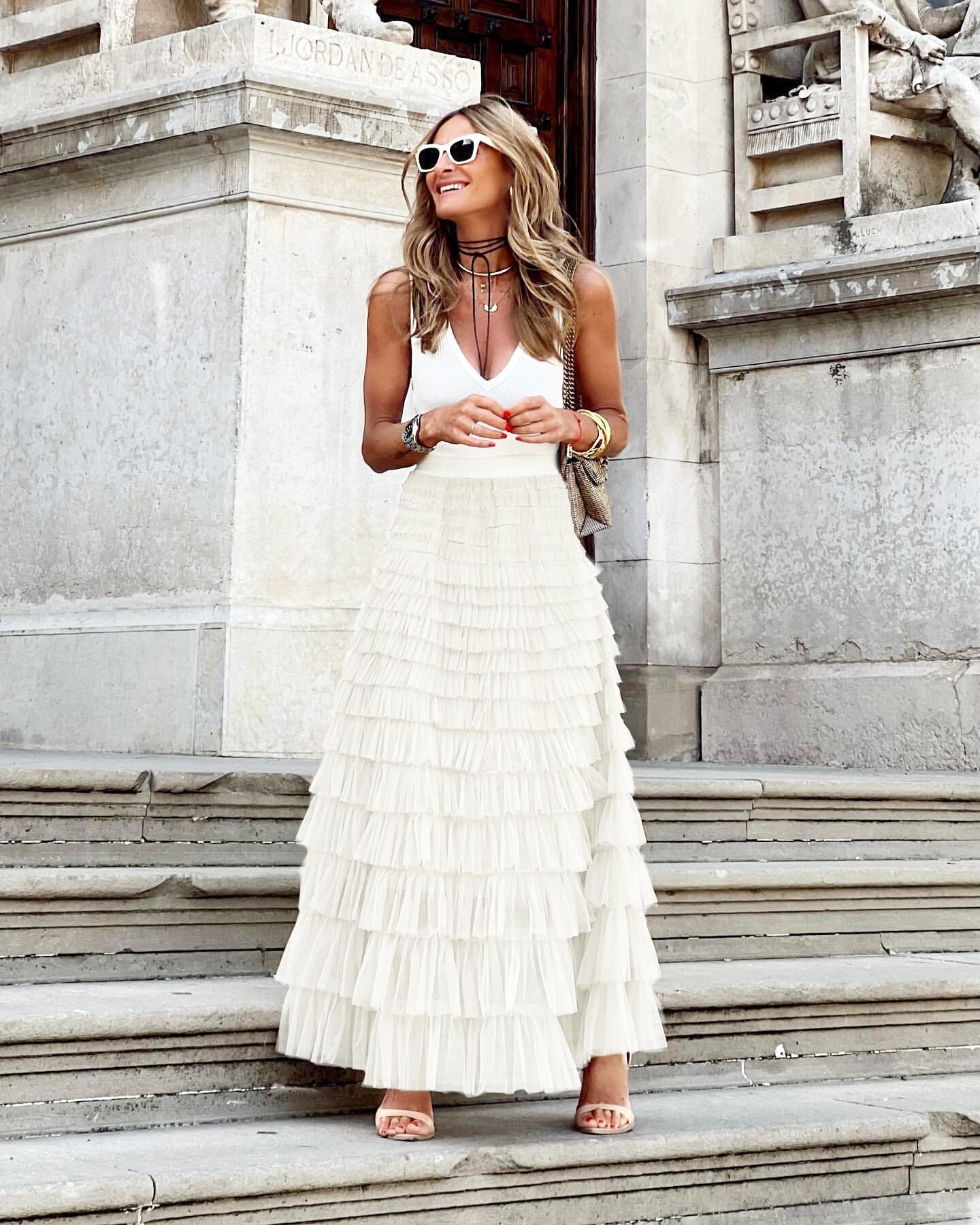 Mesh Tiered Layered Ruffled Maxi Cake Skirt