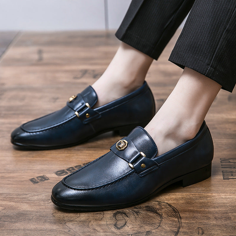 Men's Business British Style Gold Eagle Loafers