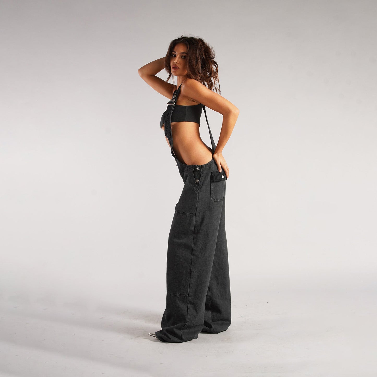 Faded Denim Pocketed Loose Suspender Streetwear Women's Overall Jeans Jumpsuit